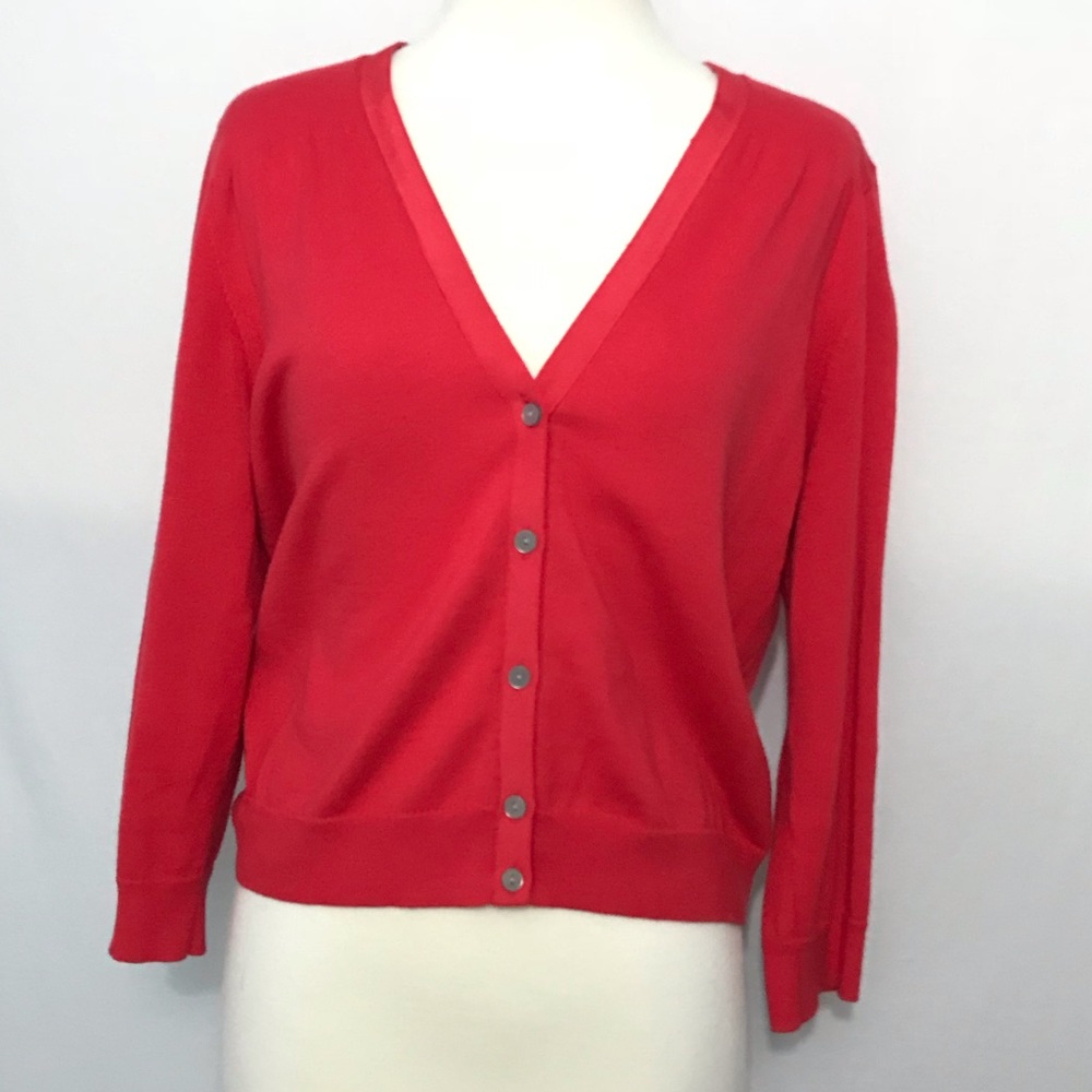 Dress Cardi 3/4 Sleeve Button Down V Neck M 8-10